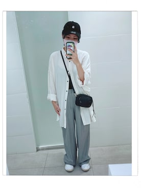 「mystic（ミスティック）のスラックスワイドパンツ（スラックス、グレー系）」を使った、mayaさん（レディース・163cm）の秋コーディネート