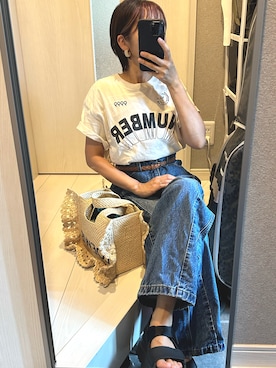 「GILDAN（ギルダン）のアイテム（Tシャツ/カットソー）」を使った、R×R×Rさん（レディース・152cm）の夏コーディネート