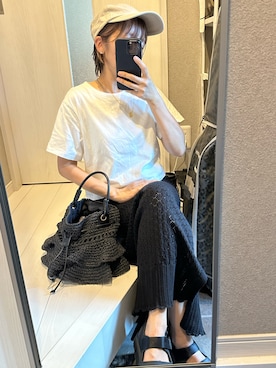 「NANO universe（ナノユニバース）のアイテム」を使った、Rikoさん（レディース・152cm）の夏コーディネート