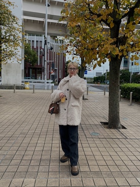 「アイテム（ダッフルコート）」を使った、ｶｿﾝさん（レディース・157cm）の秋コーディネート