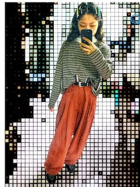 「plain-me（プレインミー）のアイテム（パンツ）」を使った、kou upingさん（レディース・158cm）の冬コーディネート