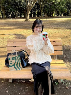 「ベロアスカート」｜「アイテム（その他）」を使った、〰️さん（レディース・162cm）の冬コーディネート