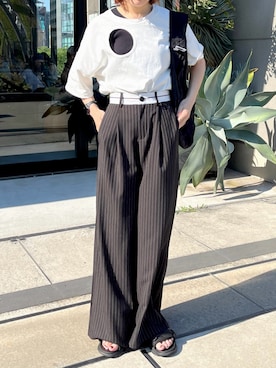 「ストライプパンツ」｜「アイテム（その他）」を使った、〰️さん（レディース・162cm）の夏コーディネート