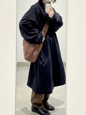 「BROKEN BASE（ブロークンベース）のアイテム（ステンカラーコート）」を使った、〰️さん（レディース・160cm）の冬コーディネート