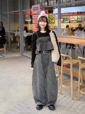 「ZARA（ザラ）のアイテム（帽子）」を使った、〰️さん（レディース・161cm）の春コーディネート