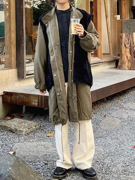 「andme（アンドミー）のアイテム（モッズコート）」を使った、〰️さん（レディース・160cm）の冬コーディネート