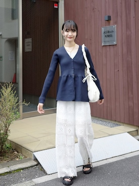 「titivate（ティティベイト）の前後2wayペプラムニットトップス（ニット/セーター）」を使った、〰️さん（レディース・162cm）の秋コーディネート