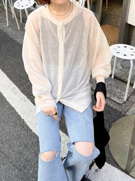 「Chaco closet（チャコ クローゼット）のアイテム（カーディガン/ボレロ）」を使った、〰️さん（レディース・160cm）の春コーディネート