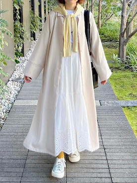 「白スカート」｜「アイテム（その他アウター）」を使った、〰️さん（レディース・160cm）の春コーディネート