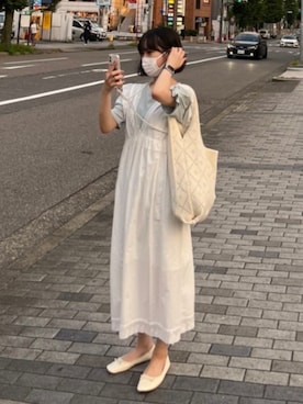 パンプスを使った リネンワンピース の人気ファッションコーディネート Wear