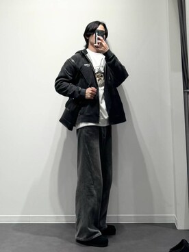「アイテム（モカシン/デッキシューズ）」を使った、ショゴさん（メンズ・174cm）の冬コーディネート