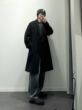 「LAKOLE（ラコレ）のアイテム（チェスターコート）」を使った、ショゴさん（メンズ・174cm）の秋コーディネート