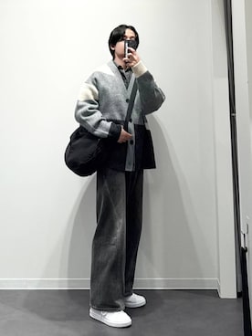 「LAKOLE（ラコレ）のアイテム（カーディガン/ボレロ）」を使った、ショゴさん（メンズ・174cm）の冬コーディネート