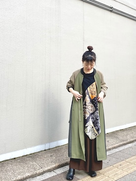 「OSMOSIS（オズモーシス）のアイテム（その他アウター）」を使った、MIKIさん（レディース・158cm）の秋コーディネート