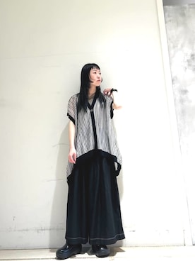 「OSMOSIS（オズモーシス）のアイテム」を使った、MIKIさん（レディース・158cm）の夏コーディネート
