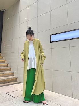 「OSMOSIS（オズモーシス）のアイテム（シャツワンピース）」を使った、MIKIさん（レディース・158cm）の春コーディネート