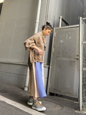 「OSMOSIS（オズモーシス）のアイテム（ジャケット/アウター）」を使った、MIKIさん（レディース・158cm）の春コーディネート