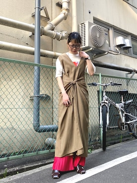 「OSMOSIS（オズモーシス）のアイテム」を使った、MIKIさん（レディース・158cm）の夏コーディネート