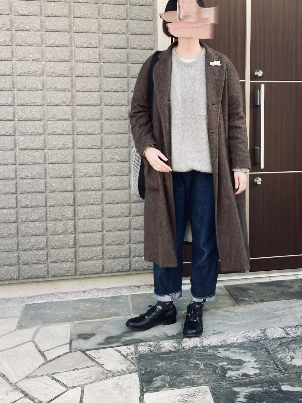 「私の推しブランド、シンプル、冬コーデ、ニット、オトナ女子」｜「ゴーシュのアイテム（ニット/セーター、グレー系）」を使った、na.さん（レディース・160cm）の冬コーディネートの1枚目の写真