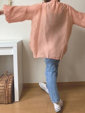 「UNIQLO（ユニクロ）のアイテム（デニムパンツ、ブルー系）」を使った、𝕂𝕒𝕋（きゃっと）さん（レディース・150cm）の夏コーディネート