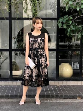 「ドレスシューズ」｜「アイテム（ドレス）」を使った、M.miiiさん（レディース・159cm）の春コーディネート
