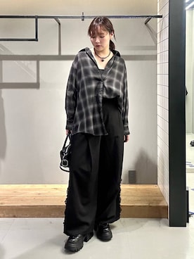 「PAGEBOY（ページボーイ）のサイドレースパンツ / スラックス（スラックス）」を使った、ハオさん（レディース・158cm）の秋コーディネート