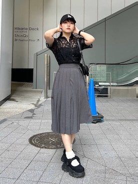「アイテム（キャップ）」を使った、ハオさん（レディース・158cm・20代）の春コーディネート