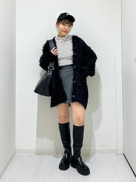 「シャギー」｜「アイテム（キャップ）」を使った、ハオさん（レディース・158cm）の秋コーディネート