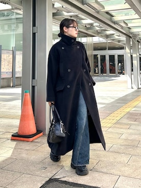 「アイテム（チェスターコート）」を使った、ハオさん（レディース・158cm）の秋コーディネート