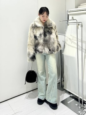 「アイテム（ブルゾン、グレー系）」を使った、ハオさん（レディース・158cm）の冬コーディネート