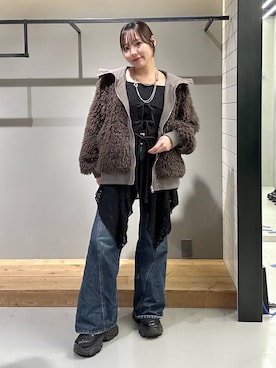 「アイテム（チュニック）」を使った、ハオさん（レディース・158cm）の秋コーディネート