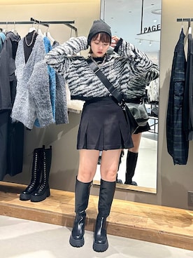 「PAGEBOY（ページボーイ）のニットビーニー（ニットキャップ/ビーニー）」を使った、ハオさん（レディース・158cm）の秋コーディネート