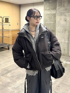 「アイテム（パーカー、グレー系）」を使った、ハオさん（レディース・158cm）の冬コーディネート