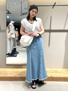 「Heather（ヘザー）のアイテム（ベスト）」を使った、ハオさん（レディース・158cm）の夏コーディネート