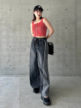 「アイテム（キャップ）」を使った、ハオさん（レディース・158cm・20代）の春コーディネート