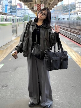 「アイテム（ボストンバッグ）」を使った、ハオさん（レディース・158cm・20代）の秋コーディネート