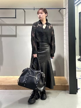 「PAGEBOY（ページボーイ）のレースアップトラックブーツ【ストレッチ/抗菌防臭/軽量/美脚】（ブーツ、ブラック系）」を使った、ハオさん（レディース・158cm）の秋コーディネート