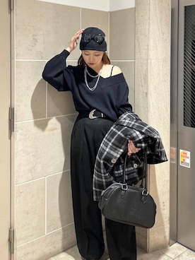 「PAGEBOY（ページボーイ）の【選べる着丈/前後2WAY/マシンウォッシャブル】マルチWAYネックプルオーバー/ニット（ニット/セーター）」を使った、ハオさん（レディース・158cm）の秋コーディネート