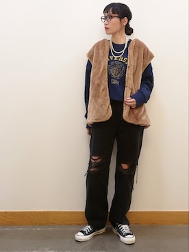 「SOMETHING（サムシング）のアイテム（スウェット）」を使った、ricky.yさん（レディース・158cm）の秋コーディネート