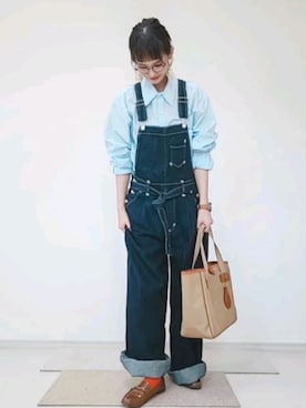 「赤い靴下」｜「アイテム（サロペット/オーバーオール）」を使った、ricky.yさん（レディース・158cm）の夏コーディネート