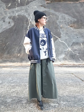「おでかけコーデ」｜「アイテム（スタジャン）」を使った、ricky.yさん（レディース・158cm）の冬コーディネート