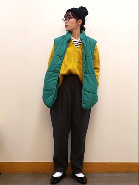 「モヘアカーディガン」｜「アイテム（その他アウター）」を使った、ricky.yさん（レディース・158cm）の秋コーディネート