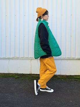 「BEN DAVIS（ベンデイビス）のアイテム（パンツ）」を使った、ricky.yさん（レディース・158cm）の冬コーディネート