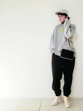 「スクエアトゥ」｜「アイテム（スウェットパンツ）」を使った、ricky.yさん（レディース・158cm）の秋コーディネート