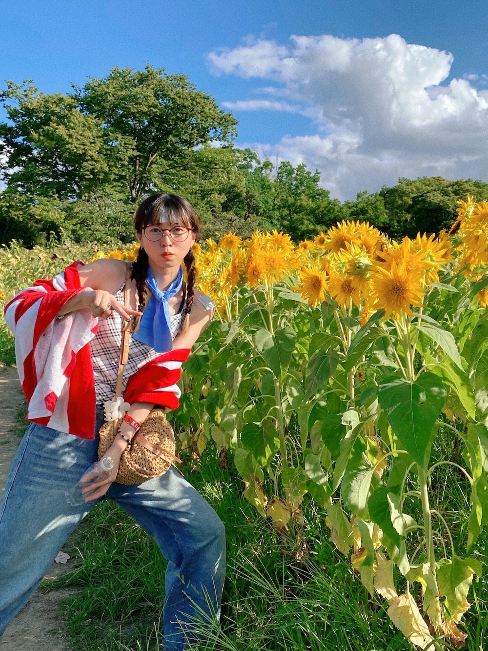 「夏フェス、夏フェスコーデ、サマソニ、SUMMERSONIC、burberry、夏コーデ」｜「BURBERRYのアイテム（キャミソール、ホワイト系）」を使った、もふさんさん（レディース・164cm）の夏コーディネートの1枚目の写真