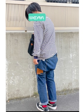 「VANS（バンズ）のアイテム（スニーカー、ブラック系）」を使った、つぶあんさん（キッズ）の秋コーディネート