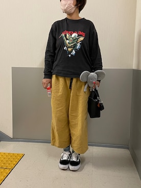 「Gramicci（グラミチ）のロングパンツ GRAMICCI GLP-19S078（その他パンツ、ピンク系）」を使った、つぶあんさん（キッズ）の冬コーディネート