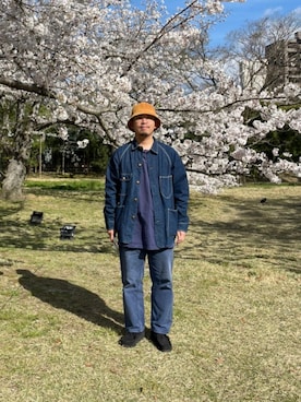 「orSlow（オアスロウ）のアイテム（ジャケット/アウター）」を使った、takayaikedaさん（メンズ・167cm）の春コーディネート