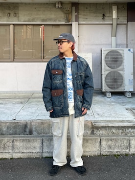 「アイテム（デニムジャケット）」を使った、takayaikedaさん（メンズ・167cm）の秋コーディネート