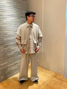 「CIAOPANIC（チャオパニック）のBIGポケットチェックシャツ（シャツ/ブラウス）」を使った、takayaikedaさん（メンズ・167cm）の夏コーディネート